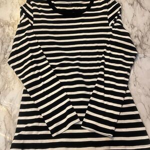 GAP Black and White Striped Long Sleeve Top
